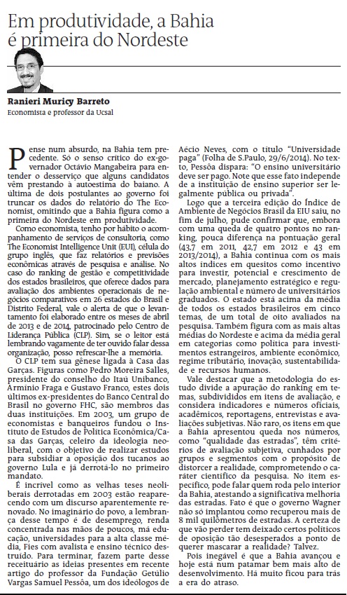 Artigo Jorna a A Tarde 29082014